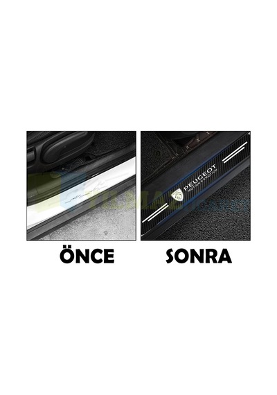 Peugeot Karbon Kapı Eşiği Koruma Oto Sticker 4 Parça
