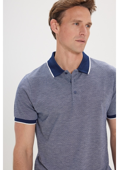 AC&Co / Altınyıldız Classics Erkek Lacı Slim Fit Dar Kesim Polo Yaka Jakarlı Tişört Lacivert AC&Co / Altınyıldız Classics Erkek Lacı Slim Fit Dar Kesim Polo Yaka Jakarlı Tişört Lacivert