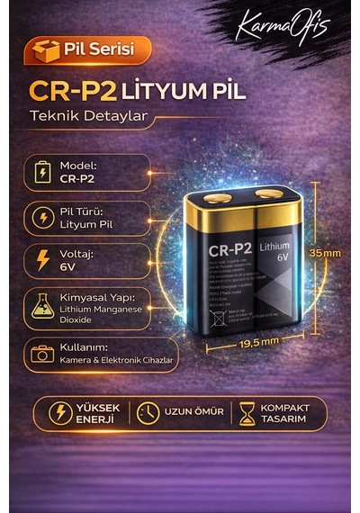 Cr-p2 Lityum Pil 6v Fotoğraf Makinesi Pili Kamera Pili Lithium Battery