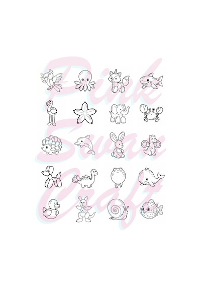 Cute Balloon Animals Bold And Easy 20x20 Cm Büyük Boyama Kitabı, Çocuklar Ve Yetişkinlere