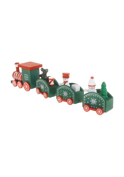 Yılbaşı New Year Ahşap Tren Dekor Süs Yeşil Renk