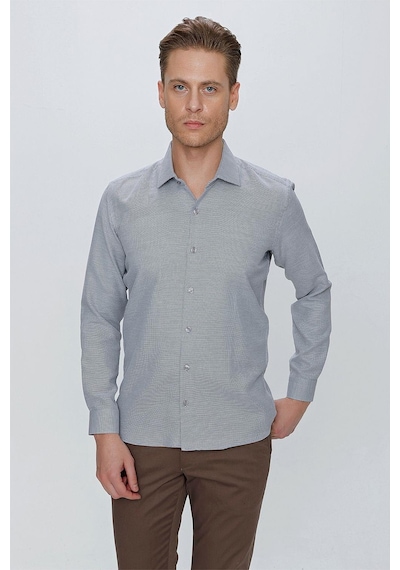 Efor Gk 672 Slim Fit Siyah Klasik Gömlek Siyah