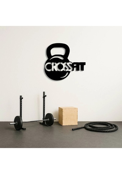 Crossfit Kettlebell Tasarımlı Metal Duvar Tablosu Siyah
