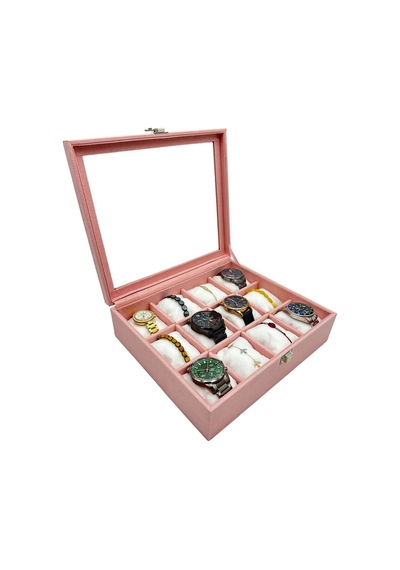 Saat Kutusu 12 Li Pembe Süet Pembe