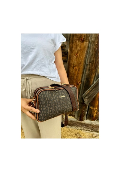 Just Polo Kadın Günlük Kullanıma Uygun Baskılı Ayarlanabilir Askılı Şık Omuz Çantası Ebat: 26 X 16 Cm Kahverengi - Taba 89200884