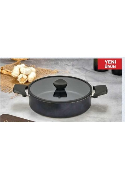 Eda Zk-233 Perla 28 Cm Granit Döküm Kısa-basık Tencere Siyah