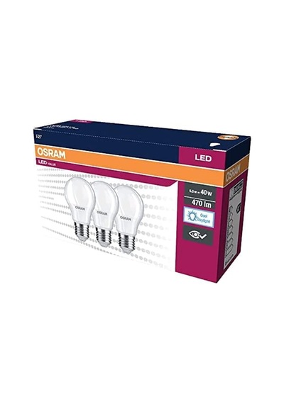 Led Klasik Lamba Beyaz Işık 470 Lm E27 3'lü Standart