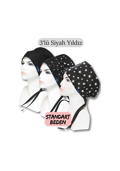 Standart Beden 3lü Siyah Yıldız Siyah Tek Renk Siyah Takım Yıldızlar Siyah Büyük Yıldız Cerrahi Bone Renkli