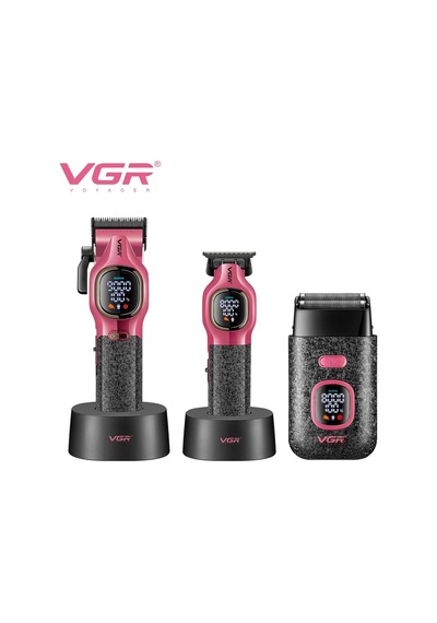 Tıraş Makinesi Seti V-886 S3 - Profesyonel 3'lü 9000 Rpm Dlc Seramik Bıçak - Pembe