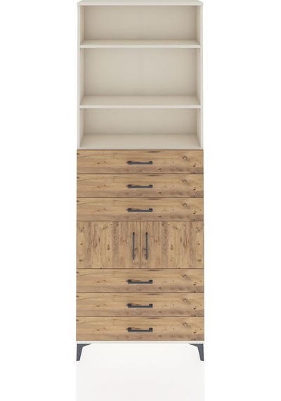 Arges Dolap 4 Raflı 6 Çekmeceli 2 Kapaklı 88x30x243 Aytaşı-çam Aytaşı