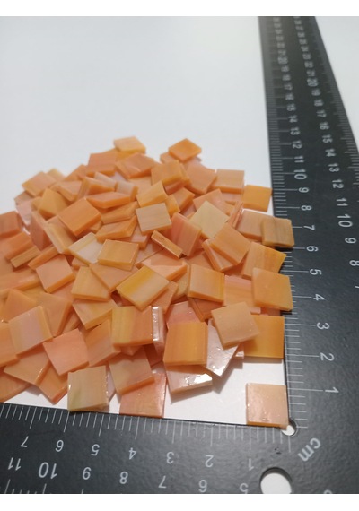 Açık Turuncu Kare Vitray Cam Mozaik Taşı - Sanatsal Mozaik İçin Yaklaşık 10 X 10 Mm