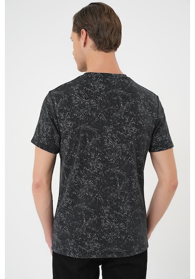 Efor Comfort Fit Bisiklet Yaka Batik Görünmlü Kısa Kol Casual Siyah Tişört Ts 905 Siyah