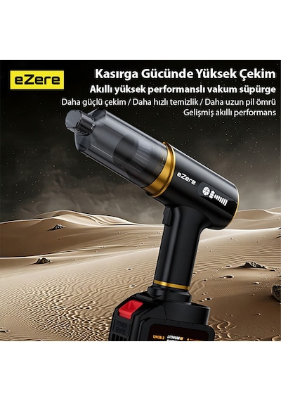 Ezere St-6609c 20000pa Güçlü Dijital Göstergeli Vakumlu Kablosuz Üflemeli Araç Süpürgesi
