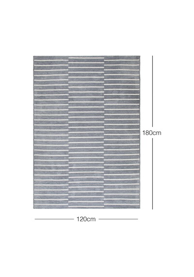 Ocean Home Textile Gri Renk Çizgi Desenli Şönil Halı Kilim 120 X 180 Cm