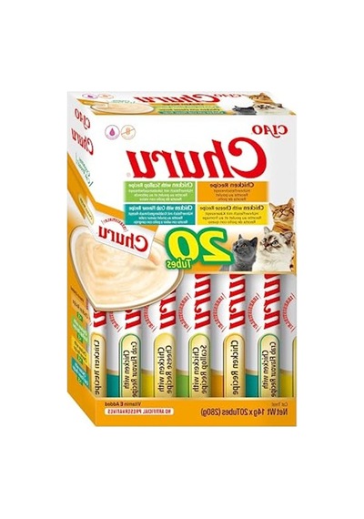 Churu Kedi Ödül Sı Likit Atıştırmalık Kutusu, Tavuklu Tahıl İçermez, Şekersiz, Yapay Aroma İçermez %100 Doğal Et, Birinci Sınıf Japon Kedi Atıştırmalıkları 20 X 14 G