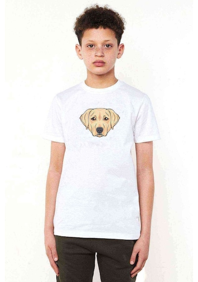 Tshirthane Dog Head Köpek Baskılı Unisex Çocuk Beyaz T-Shirt (534795723)
