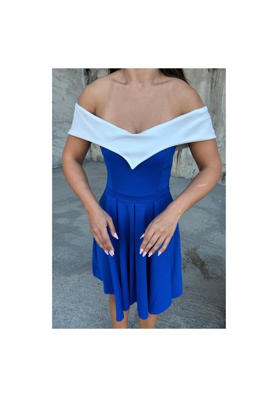 DefyModa Kadın Klasik V Yaka Pile Detaylı Mini Abiye Elbise Saks