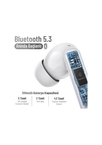 Gigasound Anc+enc Kablosuz Bluetooth Kulaklık, Kulak İçi, Gürültü Önleme, 4 Mikrofon, 42 Saat Oynatma Süresi, Gi