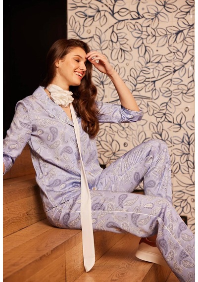 Elli2 Eternal Paısley Pijama Takımı Açık Mavi