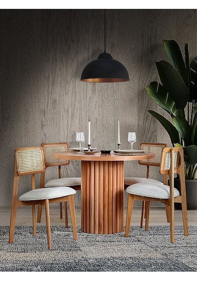 Aspendos İskandinav Natural Ahşap Masa Sandalye Takımı 90x90 Natural