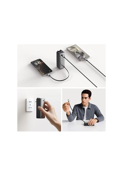 Mc-3181 10000mah 3-in-1 30w Dahili Kablolu Led Ekranlı Powerbank Uk/us/eu Gri