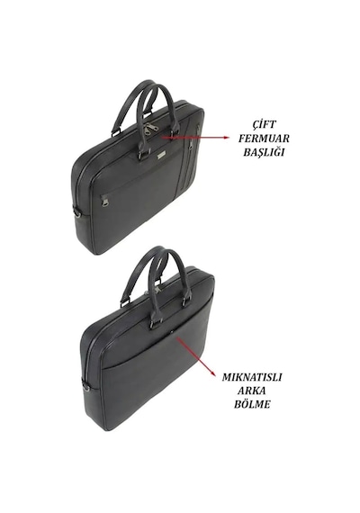 Case Club 2208-5 Laptop Evrak Çantası Büyük Boy 17.3 İnç El Omuz Çantası Siyah