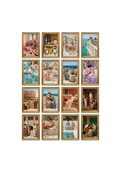 Lawrence Alma-tadema Tabloları 16'lı Sticker Seti Laptop Defter Planlayıcı Etiket Çok Renkli