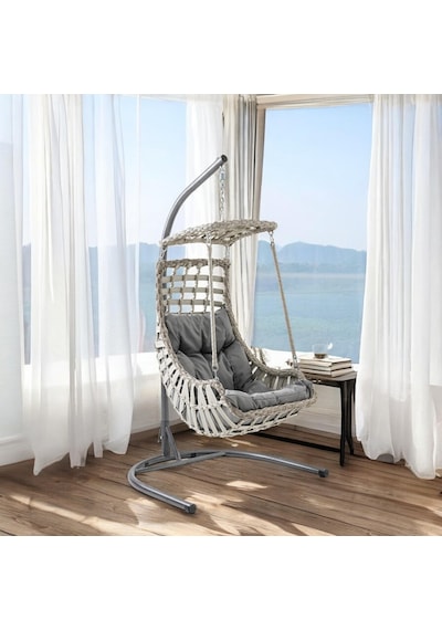 Capri Swing Alaçatı Tekli Rattan Bahçe Salıncağı Balkon Salıncağı Renkli