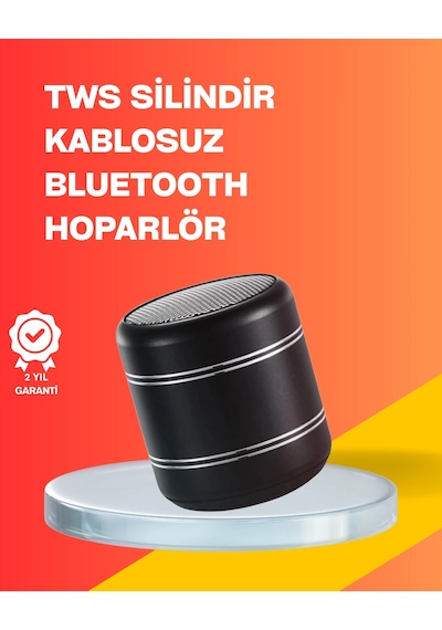 Mini Silindir Kablosuz Hoparlör Güçlü Ses 4w Bas + Tws Senkron Özellik