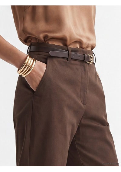 Lcwaıkıkı Classic Kahverengi Beli Kemerli Gabardin Kadın Pantolon
