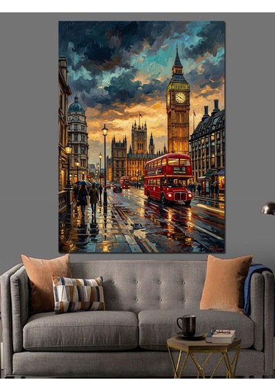 Gün Batımında Londra Ve Big Ben Dekoratif Kanvas - Mdf Ahşap Tablo