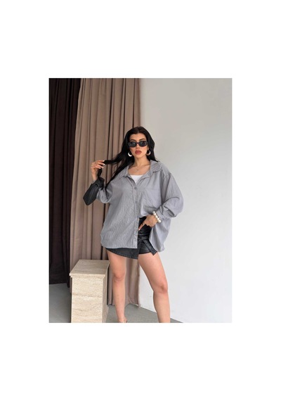 Unika Boutique Salaş Stil Gömlek Gri