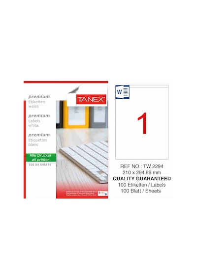 Tanex Tw-2294 210X294.86 MM Laser Etiket 100 Ad.