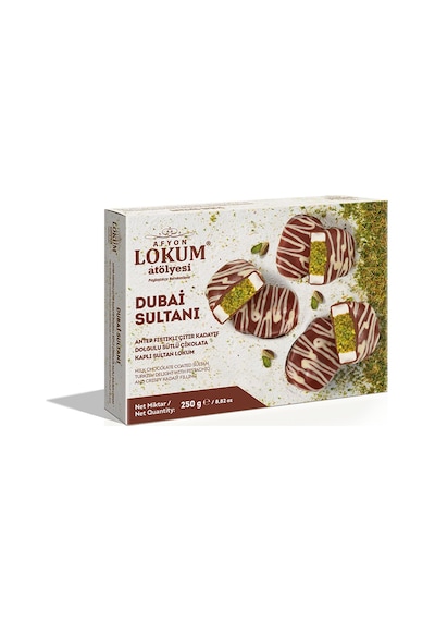 Lokum Atölyesi Dubai Sultanı Antep Fıstıklı Sütlü Çikolata Kaplı Çıtır Kadayıf Dolgulu Sultan Lokum 250 G