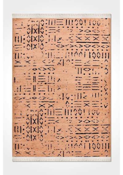 Venüs Hardal Iskandinav Desenli Yumuşak Kaymaz Tabanlı Pamuk Dokuma Kilim Kolay Temizlenen Halı Hardal