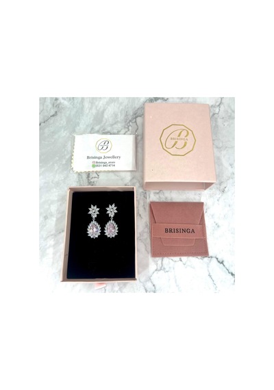 Pembe Damla İthal Gümüş Küpe-980 Silver
