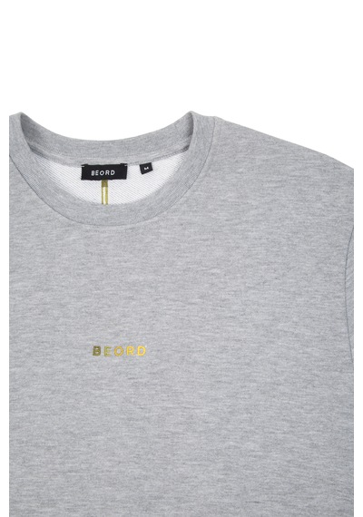 Beord Gri Melanj %100 Pamuk Bisiklet Yaka Sweatshirt Bss1-146