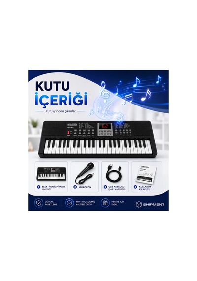 Başlangıç İçin 61 Tuşlu Elektronik Dijital Profosyenel Org Piyano Mikrafonlu Keyboard - 815109353