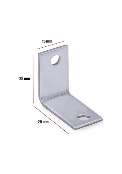Metal L Gönye Köşe Bağlantısı 15x25x25x2mm 10 Lu Gri