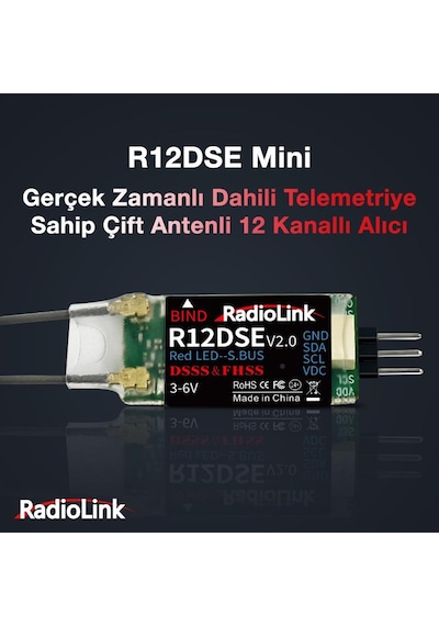 Radiolink R12dse Mini 12 Kanal Uzaktan Kumanda Alıcısı Telemetry Receiver W/ppm+s-bus At9&at9s&at10&at10ıı İle Uyumludur