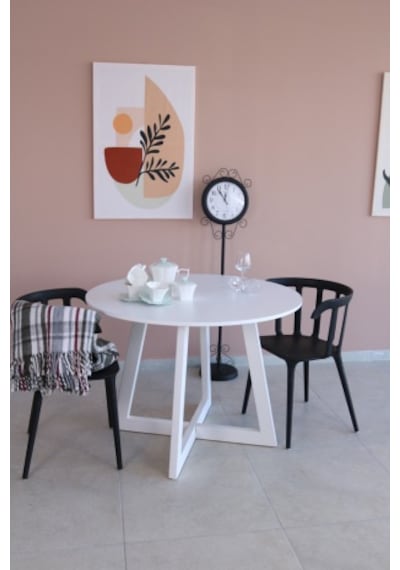 103 CM BEYAZ Yuvarlak Yemek Masası, Modern Mat BEYAZ MDF  Yemek M