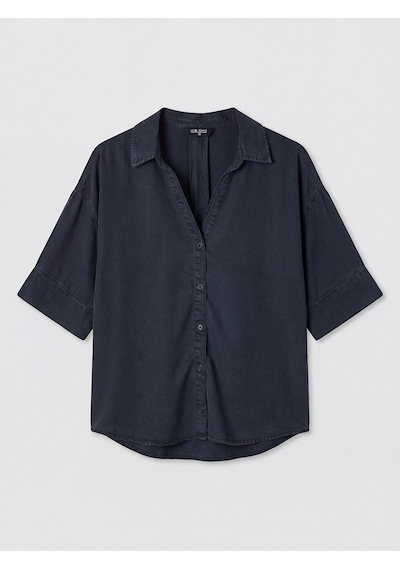Lcw Jeans Lacivert Oversize Kadın Jean Gömlek