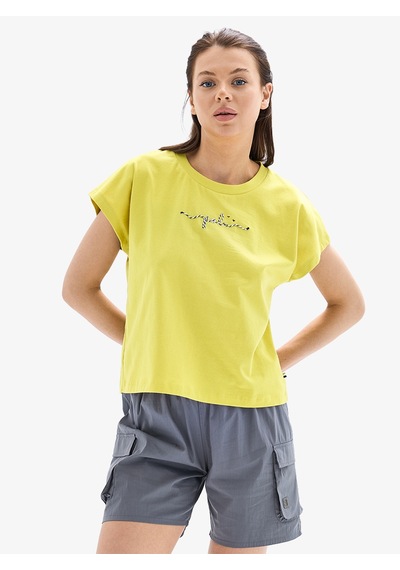 Kadın Crop T-shirt 60627 - Sarı Sarı