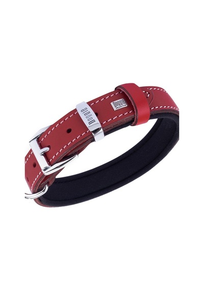 Doggie İsimlikli Deri Boyun Tasması M 1.5x25-30 CM Kırmızı