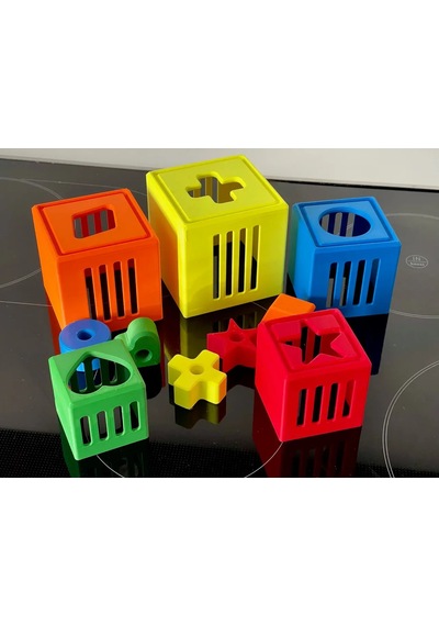3d Baskı Kafesli Şekil Kutuları İç İçe Geçme Seti - Renkli Şekil Sıralama Ve Yığma Kutuları, Boyut/şekil Öğretim Materyali