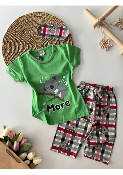 Miniğimin Cicileri Koala More Desenli Kız Çocuk Kapri Pijama ... Yeşil