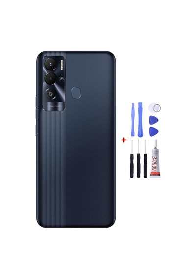 Tecno Tecno Pova Neo Le6h Siyah Arka Cam Kapak Pil Kapağı Tamir Set B7000 Set Siyah