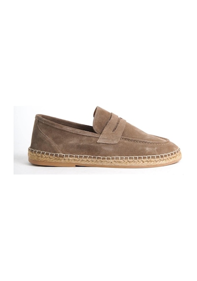 Mubiano Hakiki Deri Summer Erkek Jüt Taban Vizon Süet Espadril & Loafer -mssr1274-vz Vizon