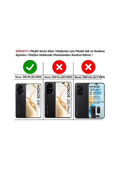 Honor 200 Uyumlu Kılıf Yüzüklü Standlı Extra Darbe Koruma Sert Silikon Kapak - Siyah