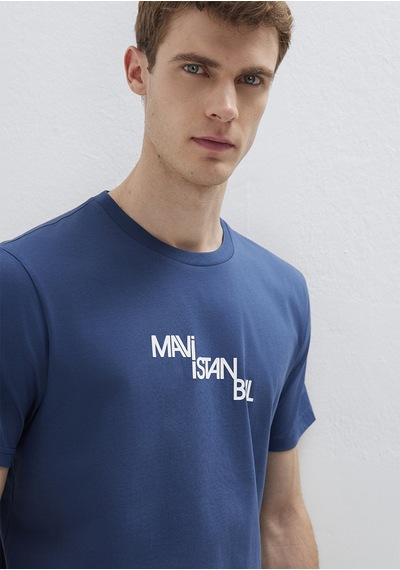 Mavi - İstanbul Baskılı Mavi Tişört 0612274-70718